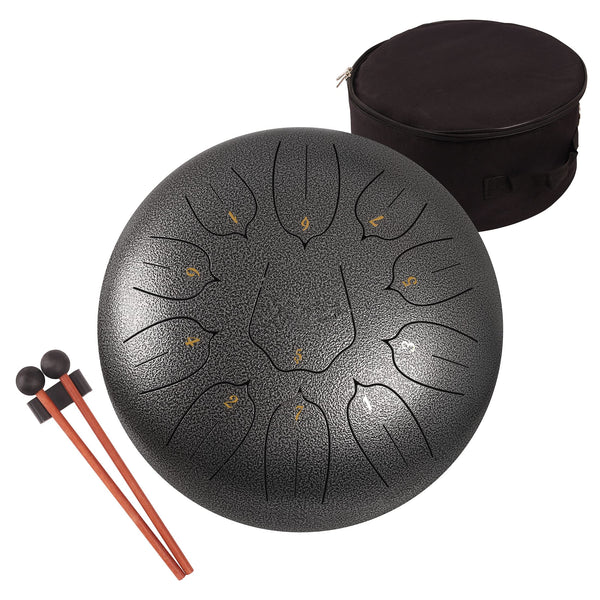 LOMUTY 12 Inch Steel Tongue Drum 11 Notes Sound Therapy Alloy Instrument NEW