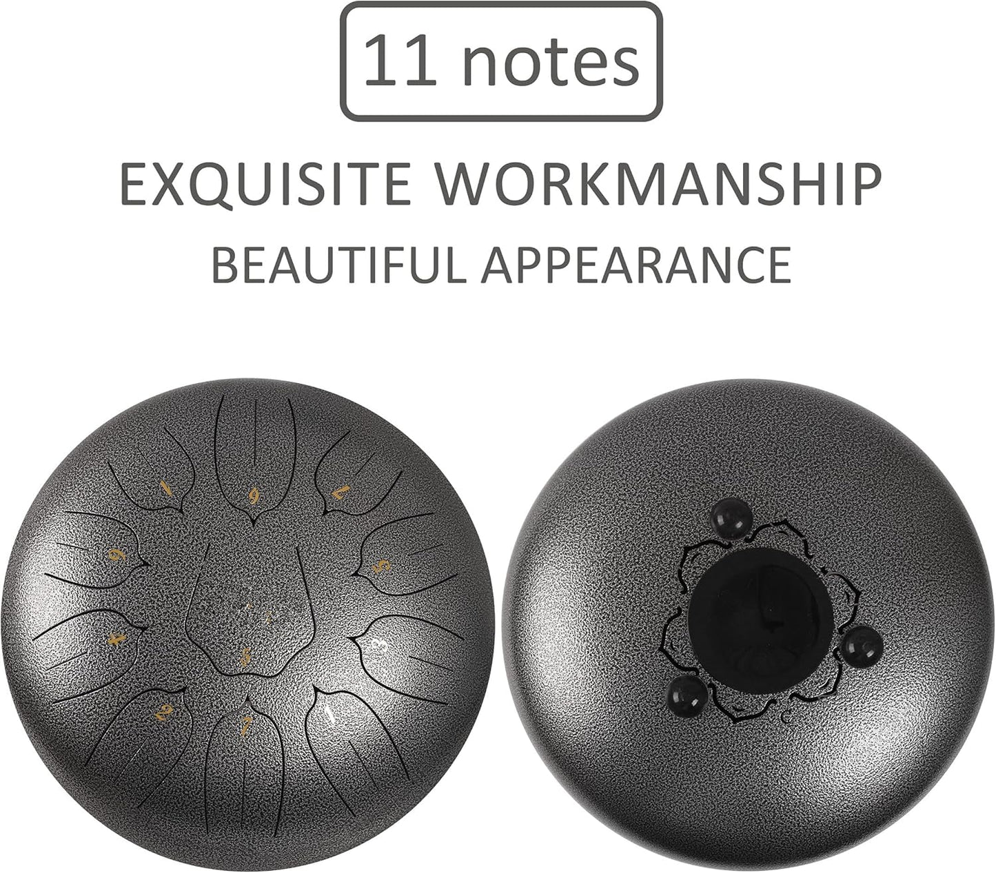 LOMUTY 12 Inch Steel Tongue Drum 11 Notes Sound Therapy Alloy Instrument NEW