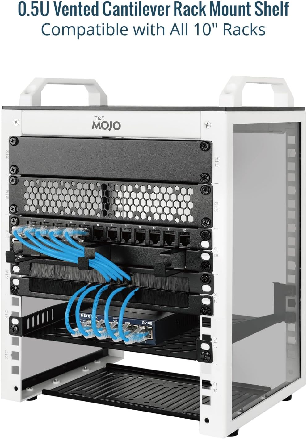 Tecmojo 0.5U Enclosures Rack Shelf 10 inch 200mm Depth Server Mount Vent 2 NEW