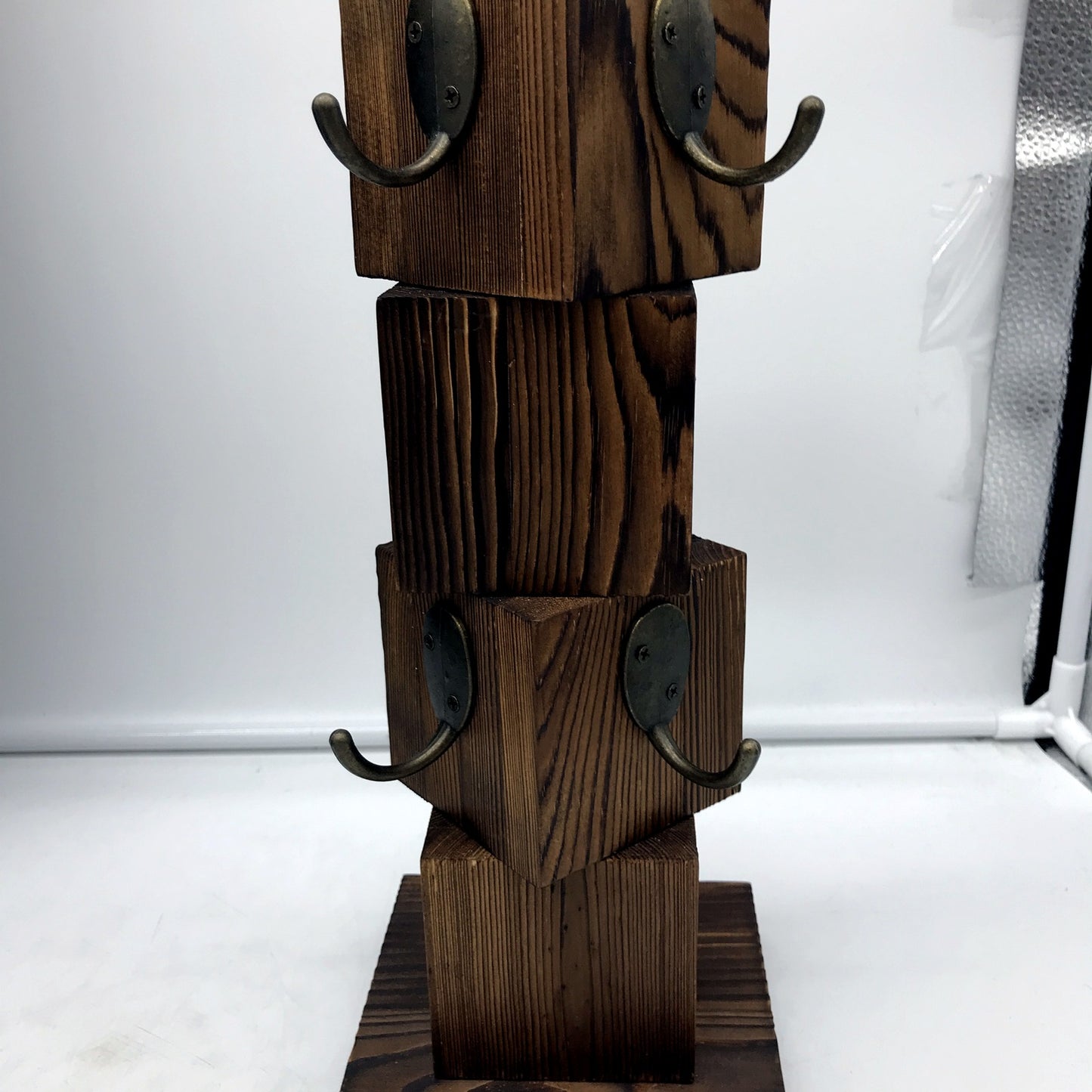 PUERSI Rustic Solid Wood Mug Tree Farmhouse Style Coffee Holder Organizer NEW