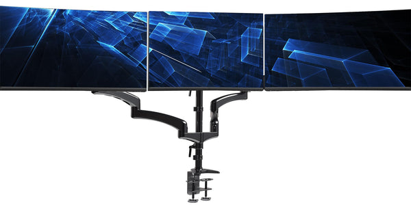 VIVO Triple Monitor Height Adjustable Desk Mount 2 Pneumatic Arms 1 Fixed NEW