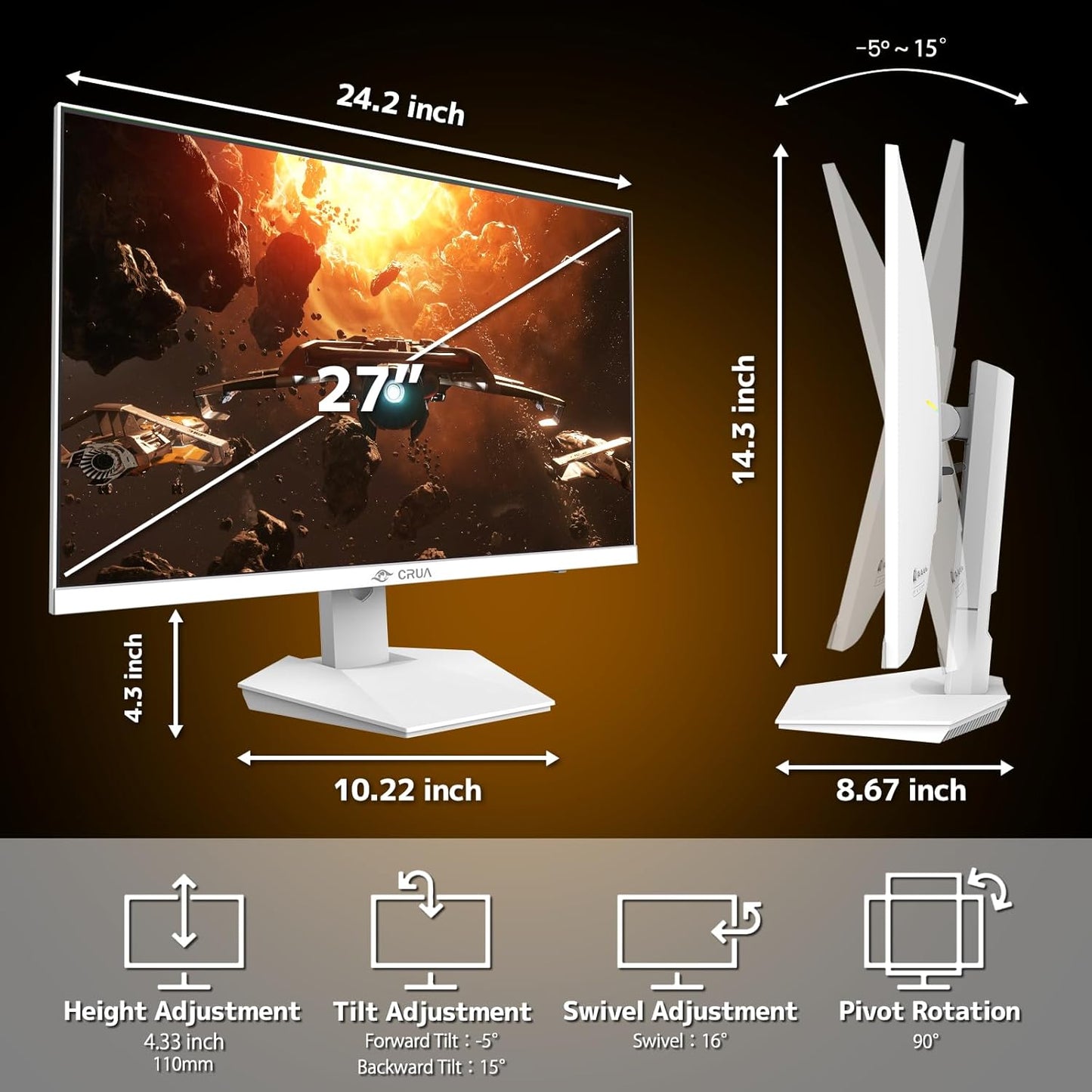 CRUA 4K Monitors 160Hz / 1K 320Hz IPS Gaming Monitor with Ultrafast DEMO
