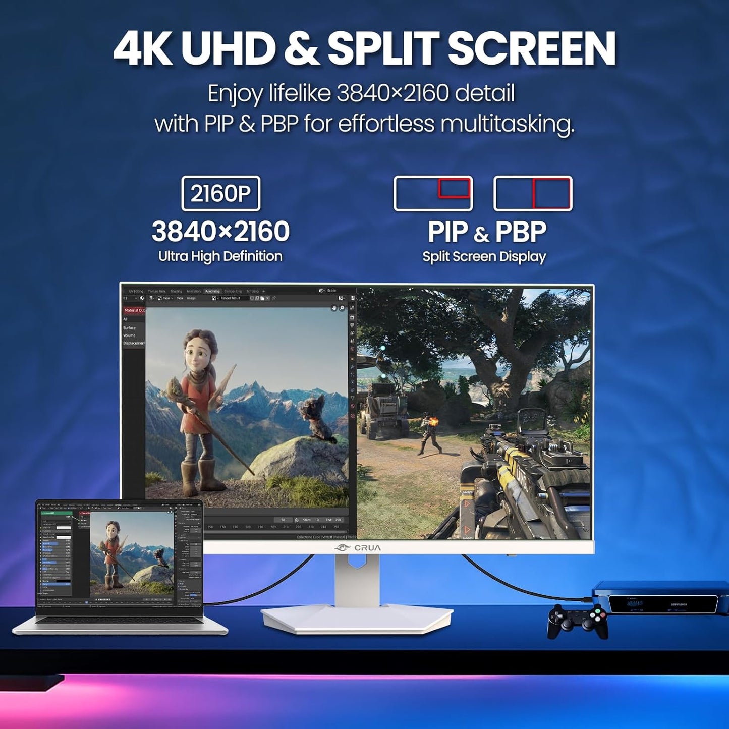 CRUA 4K Monitors 160Hz / 1K 320Hz IPS Gaming Monitor with Ultrafast DEMO