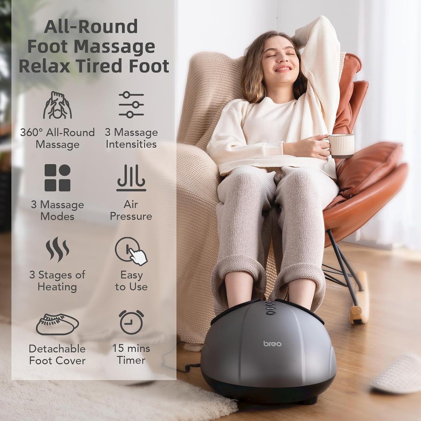 Breo Shiatsu Foot Massager Machine with Deep Tissue Kneading and Heat for DEMO