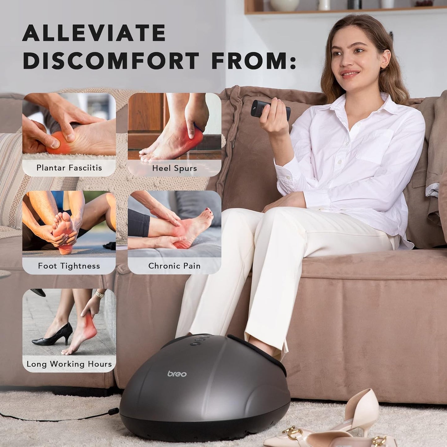 Breo Shiatsu Foot Massager Machine with Deep Tissue Kneading and Heat for DEMO