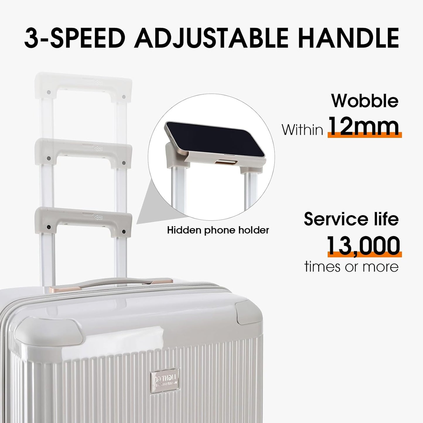 LIGHTGO Unisex Aerospace-Grade Hardshell Suitcases Durable Travel Grey NEW