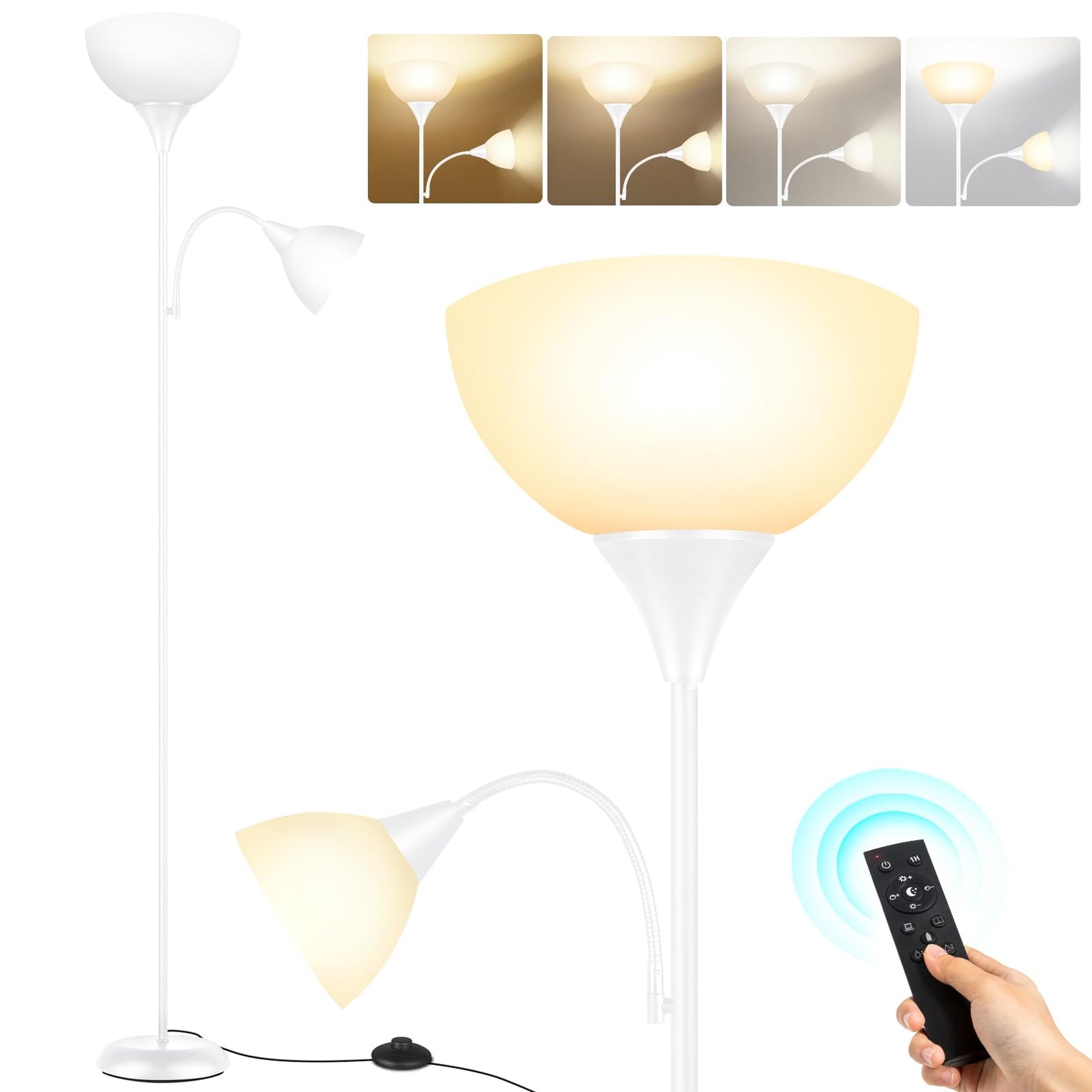 OUTON Dimmable Mother and Child Floor Lamp 4 Color Temperatures Reading DEMO