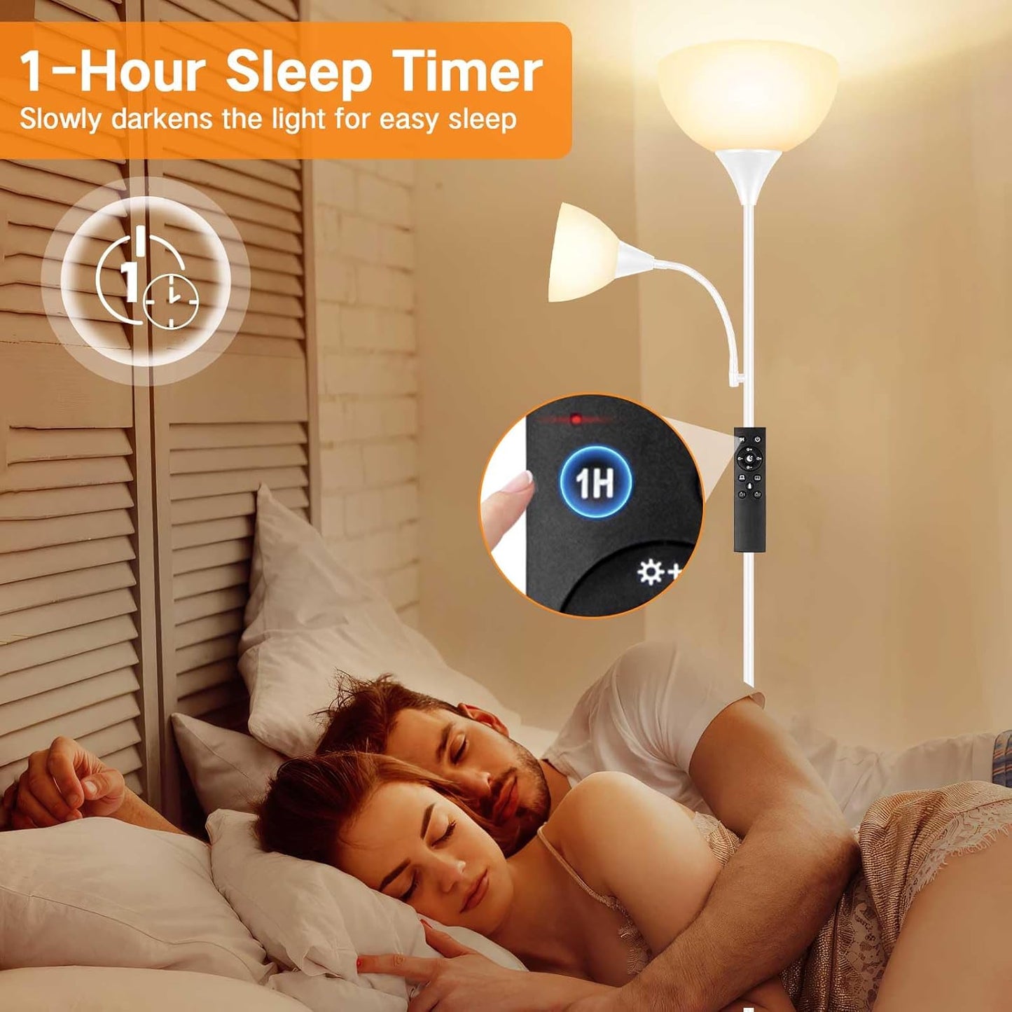 OUTON Dimmable Mother and Child Floor Lamp 4 Color Temperatures Reading DEMO