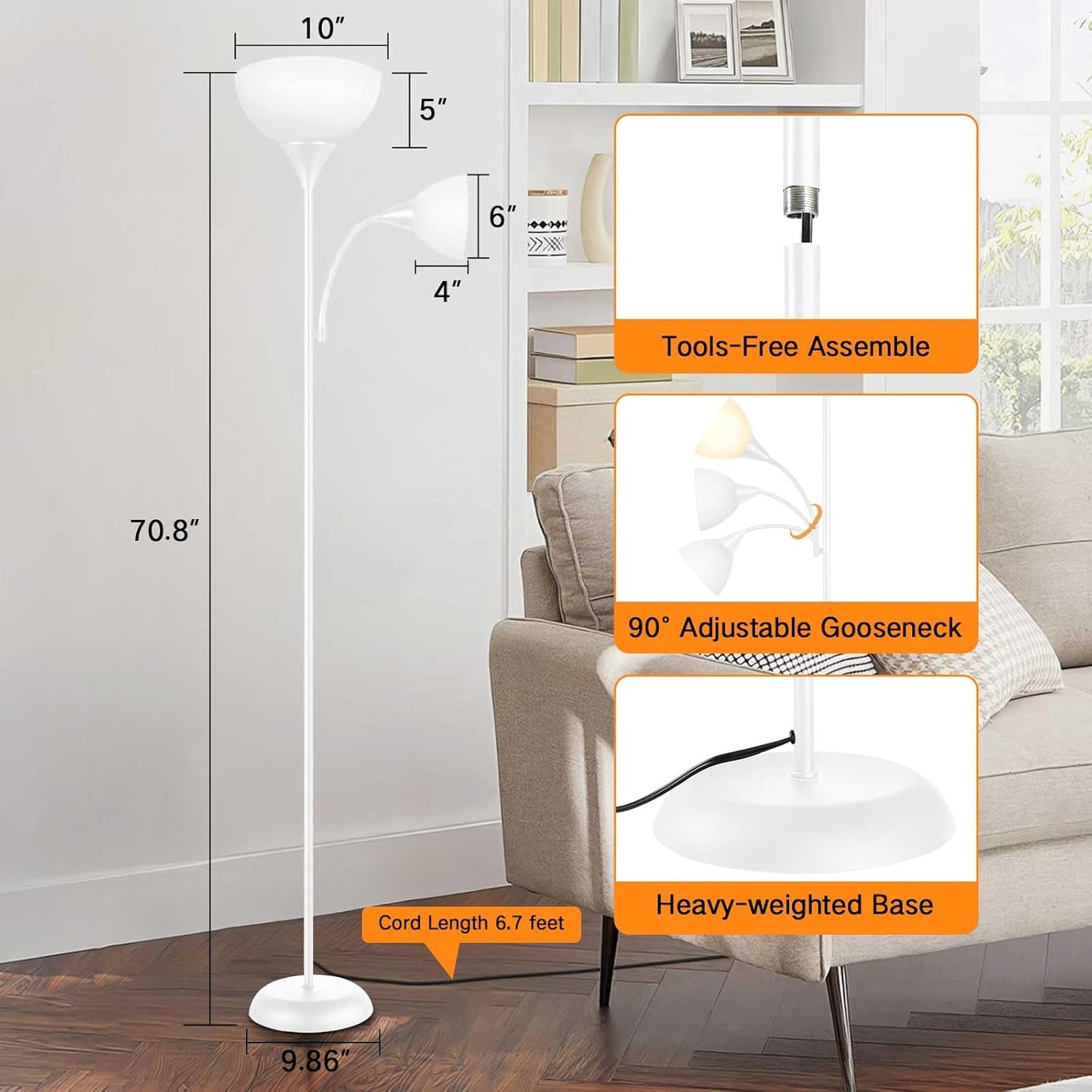OUTON Dimmable Mother and Child Floor Lamp 4 Color Temperatures Reading DEMO