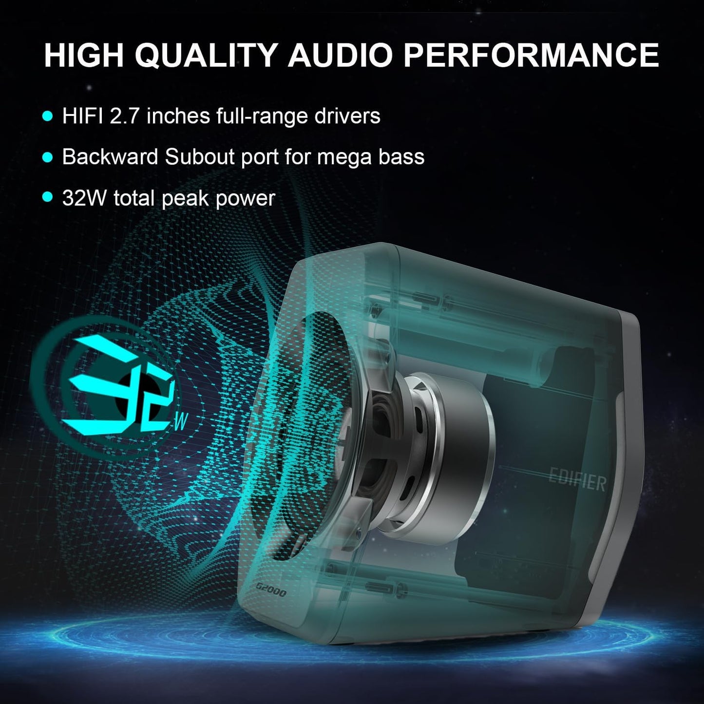 Edifier 32W Black Computer Speakers for PC Gaming Desktop Subwoofer Audio NEW