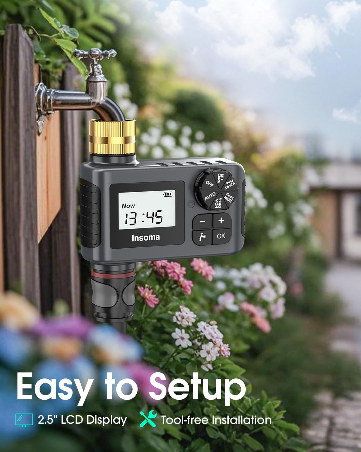 Insoma Water Hose Timer with Brass Inlet and Outlet for Outdoor Garden NEW