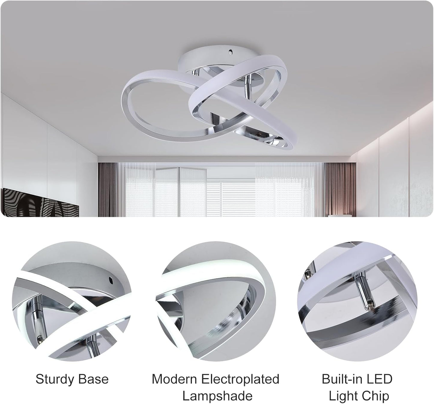 GEADI Modern Chandeliers LED Ceiling Light Fixture Flush Mount Chandelier NEW
