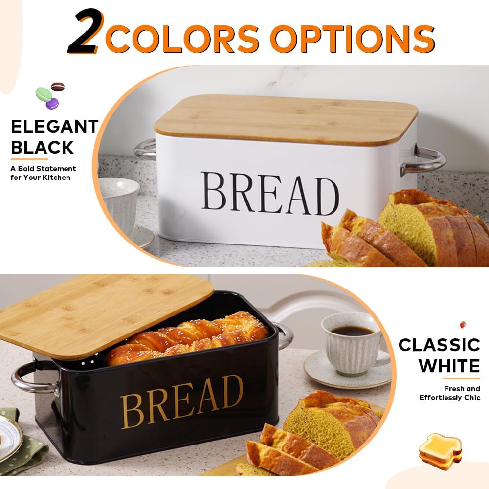 TINY SPARK Containers Bread Container with Air Valve, Bamboo Cutter, and NEW
