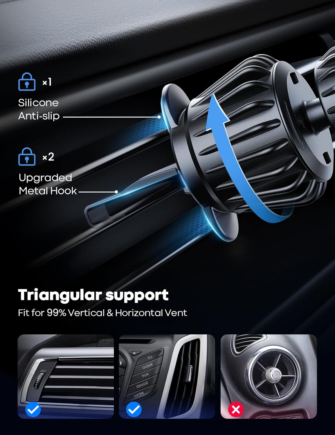 Lamicall Magnetic Vent Phone Holder with 20 Strongest Magnets Dash-Mounted NEW