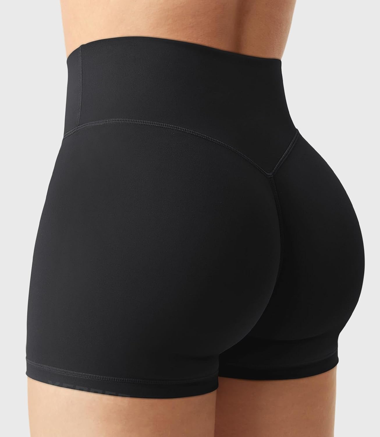 YEOREO Women's Biker Shorts with High Waist, Hidden Scrunch, Nylon, Black NEW