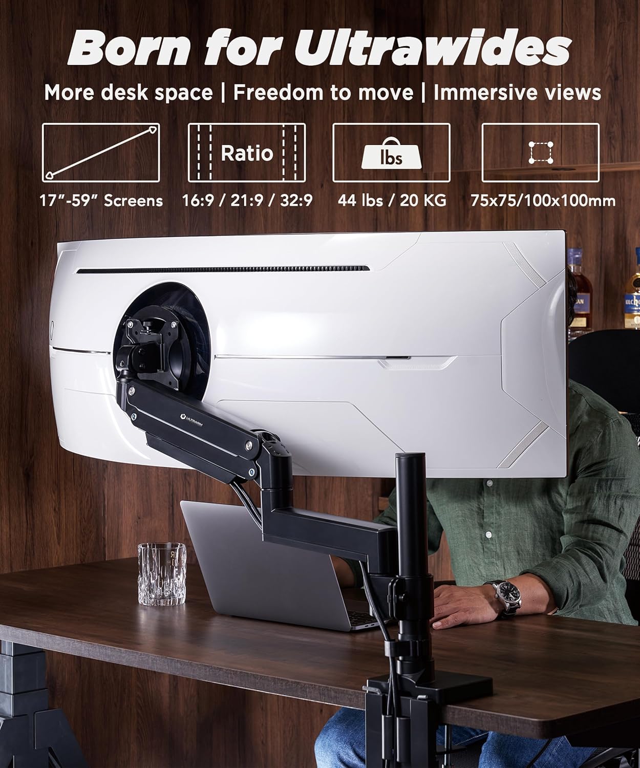 ULTRARM Heavy Duty Monitor Arm for Ultrawide Displays up to 57" 44 lbs DEMO