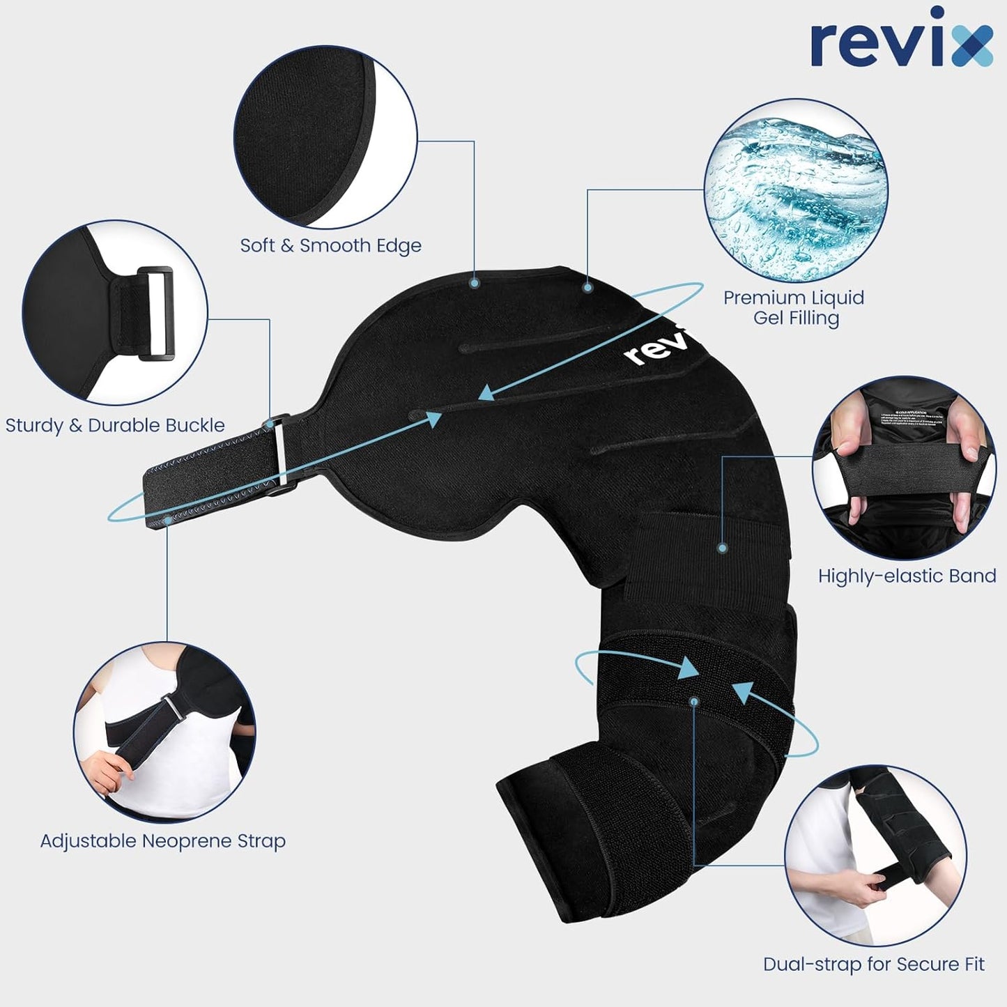 REVIX Reusable Ice Arm Sleeve Wrap Cooling Pack for Small Arms, Black Size DEMO