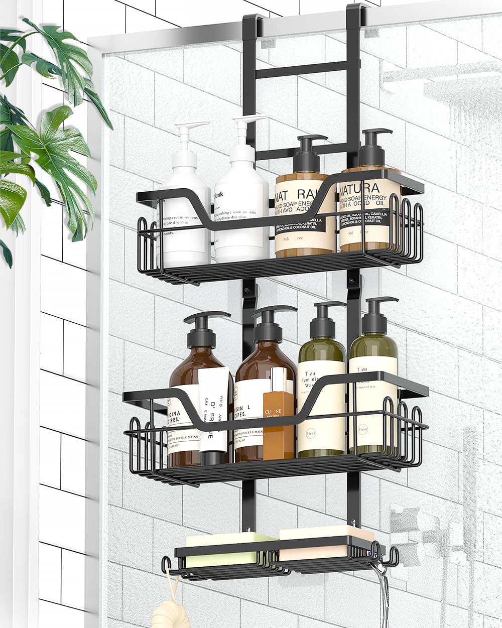 Gabeeriso Rustproof Over The Door Shower Caddy Bathroom Shelf Storage Black NEW