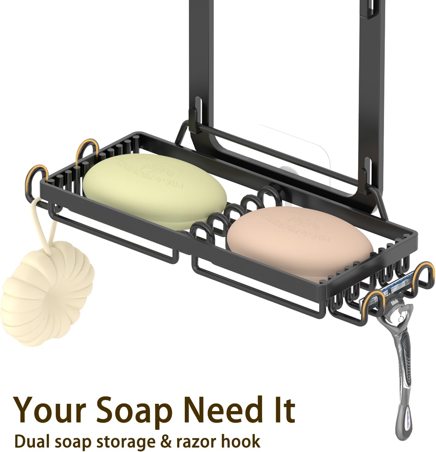 Gabeeriso Rustproof Over The Door Shower Caddy Bathroom Shelf Storage Black NEW