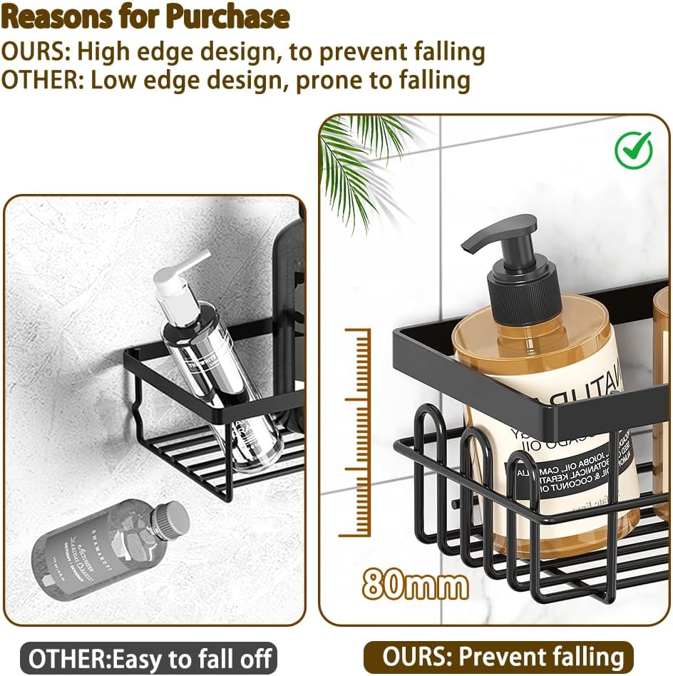 Gabeeriso Rustproof Over The Door Shower Caddy Bathroom Shelf Storage Black NEW