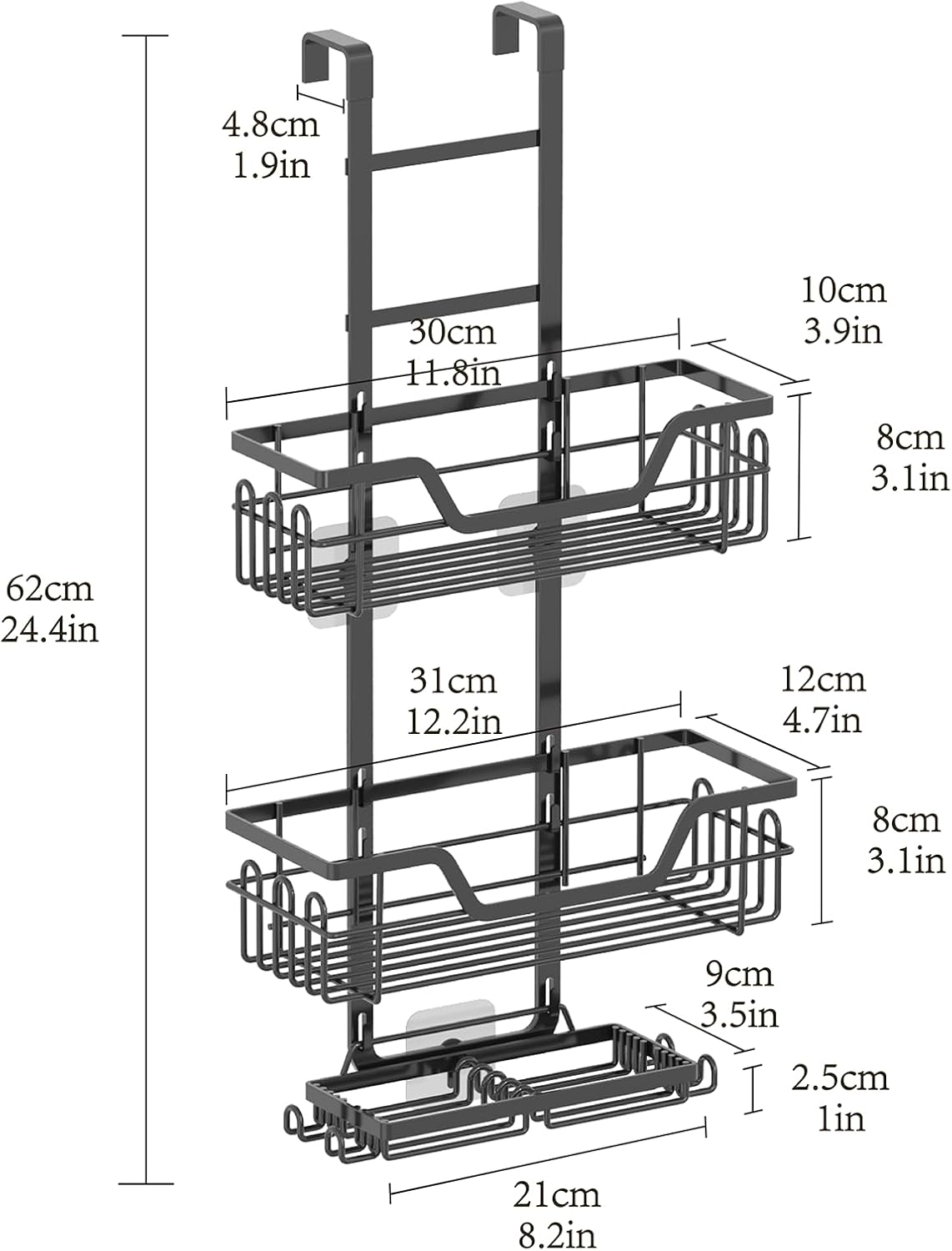 Gabeeriso Rustproof Over The Door Shower Caddy Bathroom Shelf Storage Black NEW