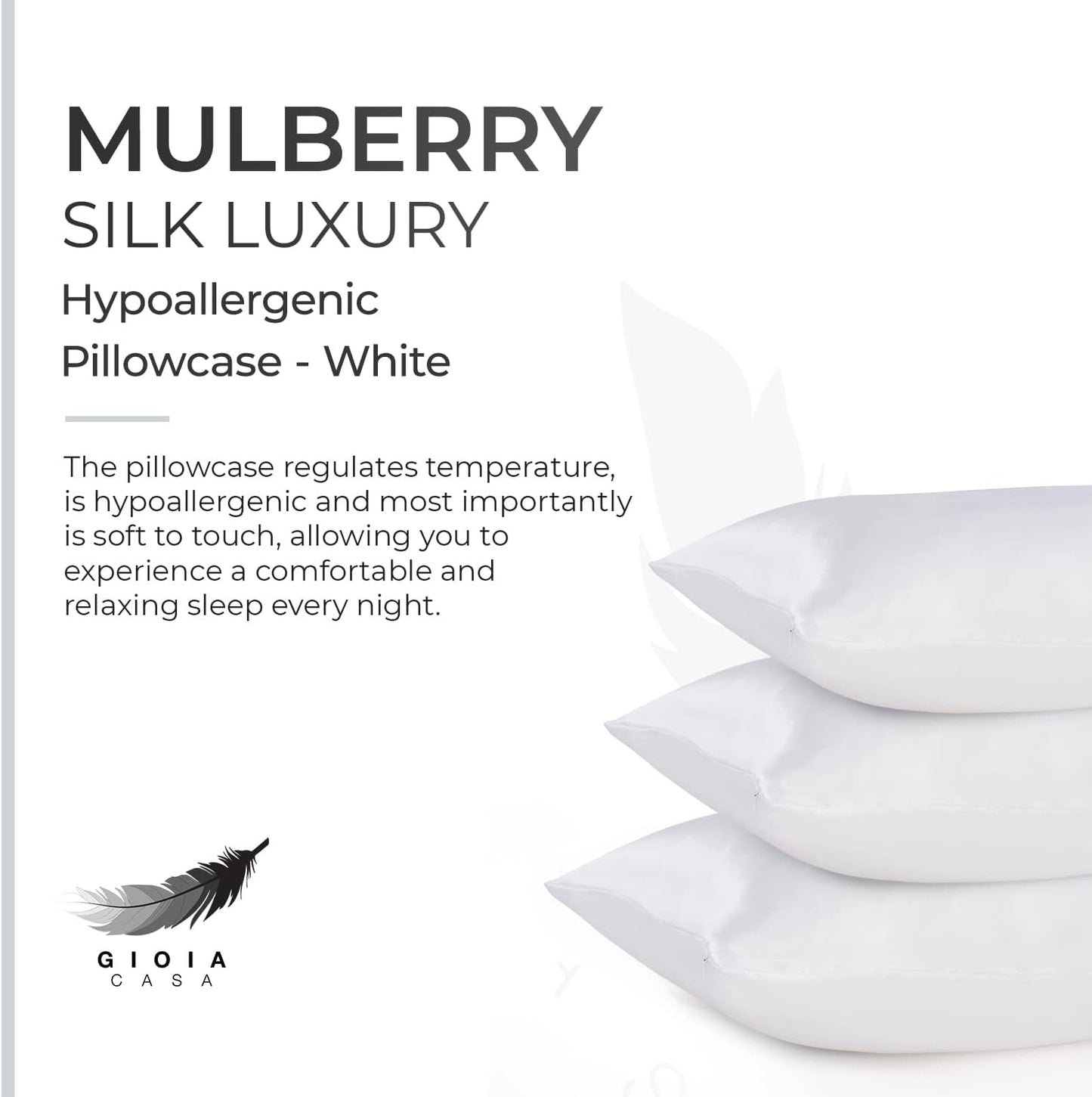 Gioia Casa Pillowcases Luxury Silk Pillowcase Soft Anti-Aging 100% Mulberry NEW