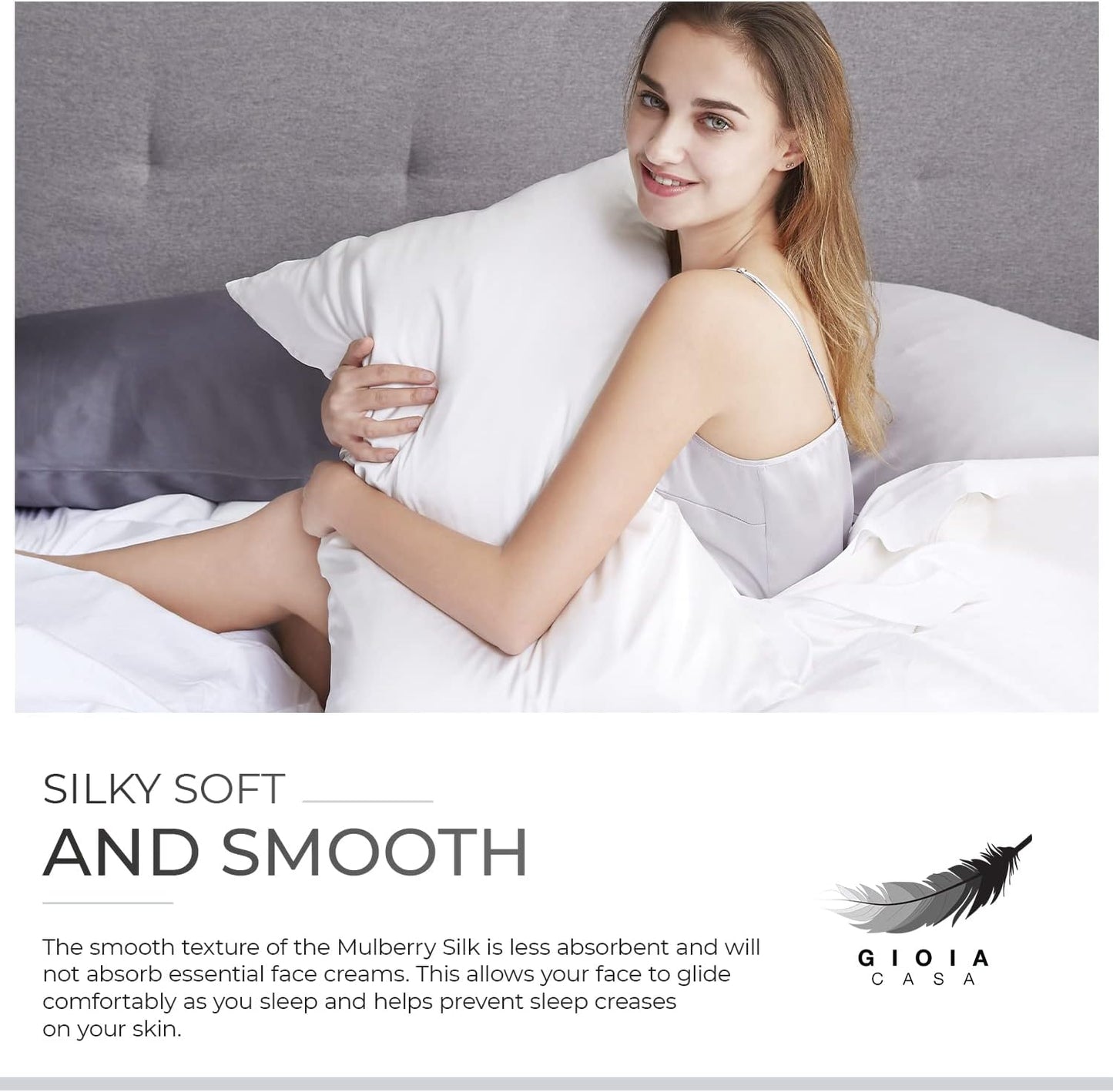 Gioia Casa Pillowcases Luxury Silk Pillowcase Soft Anti-Aging 100% Mulberry NEW