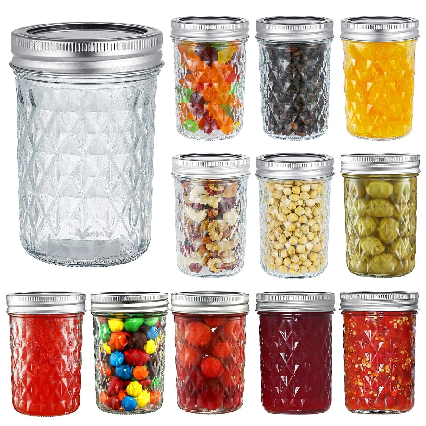 Anfower 12-Pack 250ml Glass Mason Jars with Airtight Lids and Bands NEW