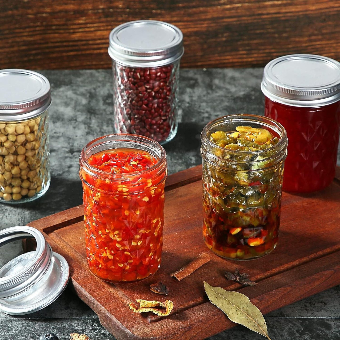Anfower 12-Pack 250ml Glass Mason Jars with Airtight Lids and Bands NEW