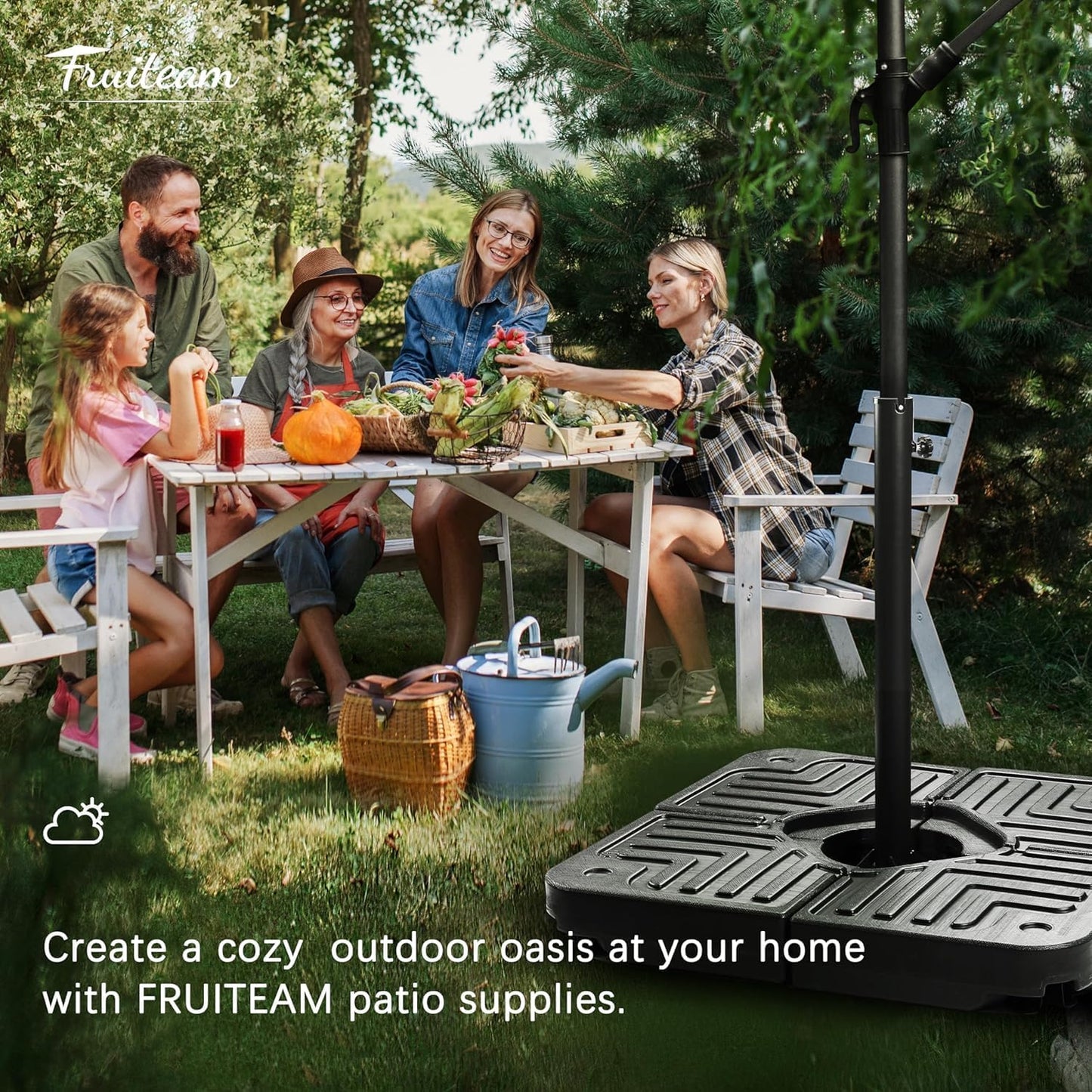FRUITEAM 82KG Capacity Heavy-Duty Cantilever Offset Patio Umbrella Base DEMO
