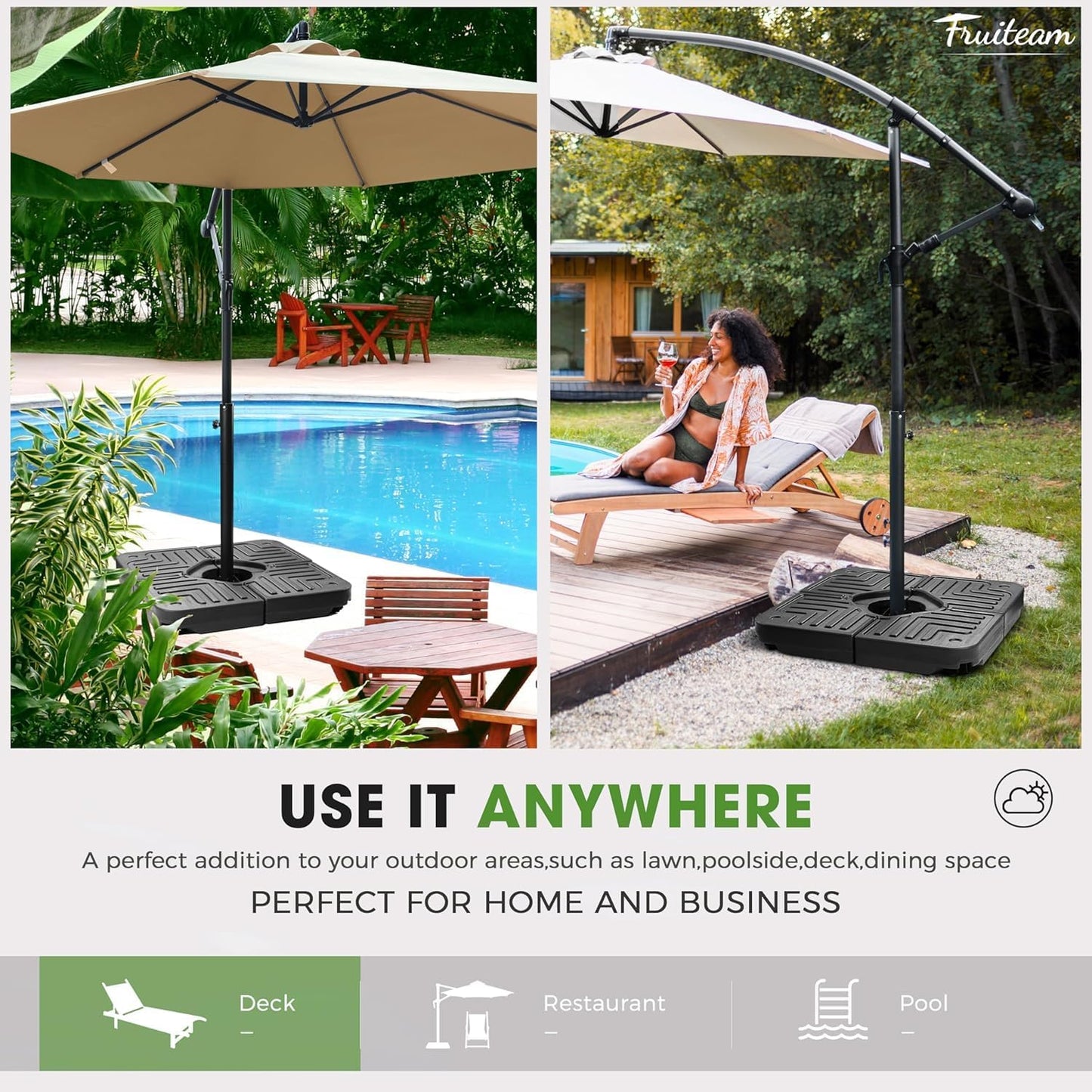 FRUITEAM 82KG Capacity Heavy-Duty Cantilever Offset Patio Umbrella Base DEMO