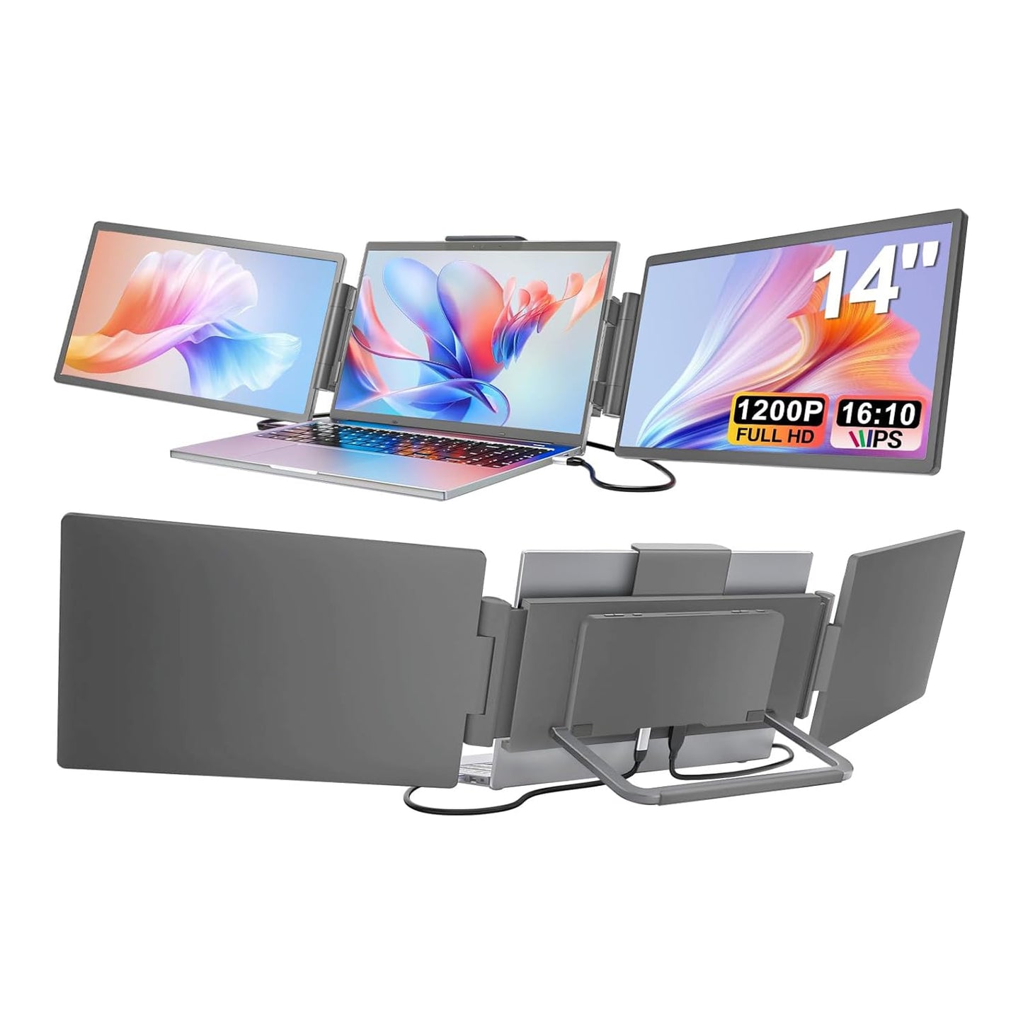 Quintin 14" Monitors 1200P FHD IPS Dual/Triple Portable Laptop Monitor for NEW