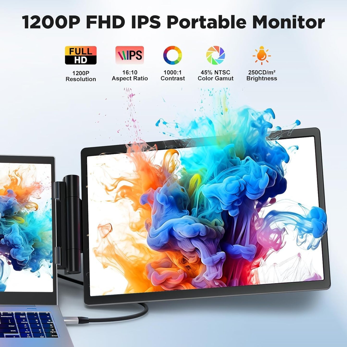 Quintin 14" Monitors 1200P FHD IPS Dual/Triple Portable Laptop Monitor for NEW