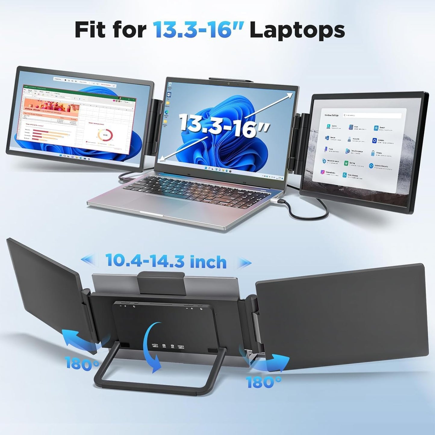 Quintin 14" Monitors 1200P FHD IPS Dual/Triple Portable Laptop Monitor for NEW