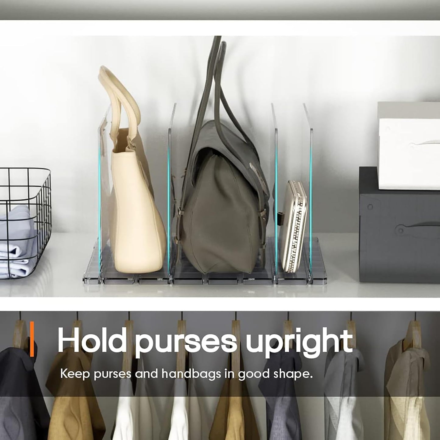 SUMSOFT Adjustable Clear Handbag Organizer for Closet Storage, 63 x 23.9 20 NEW
