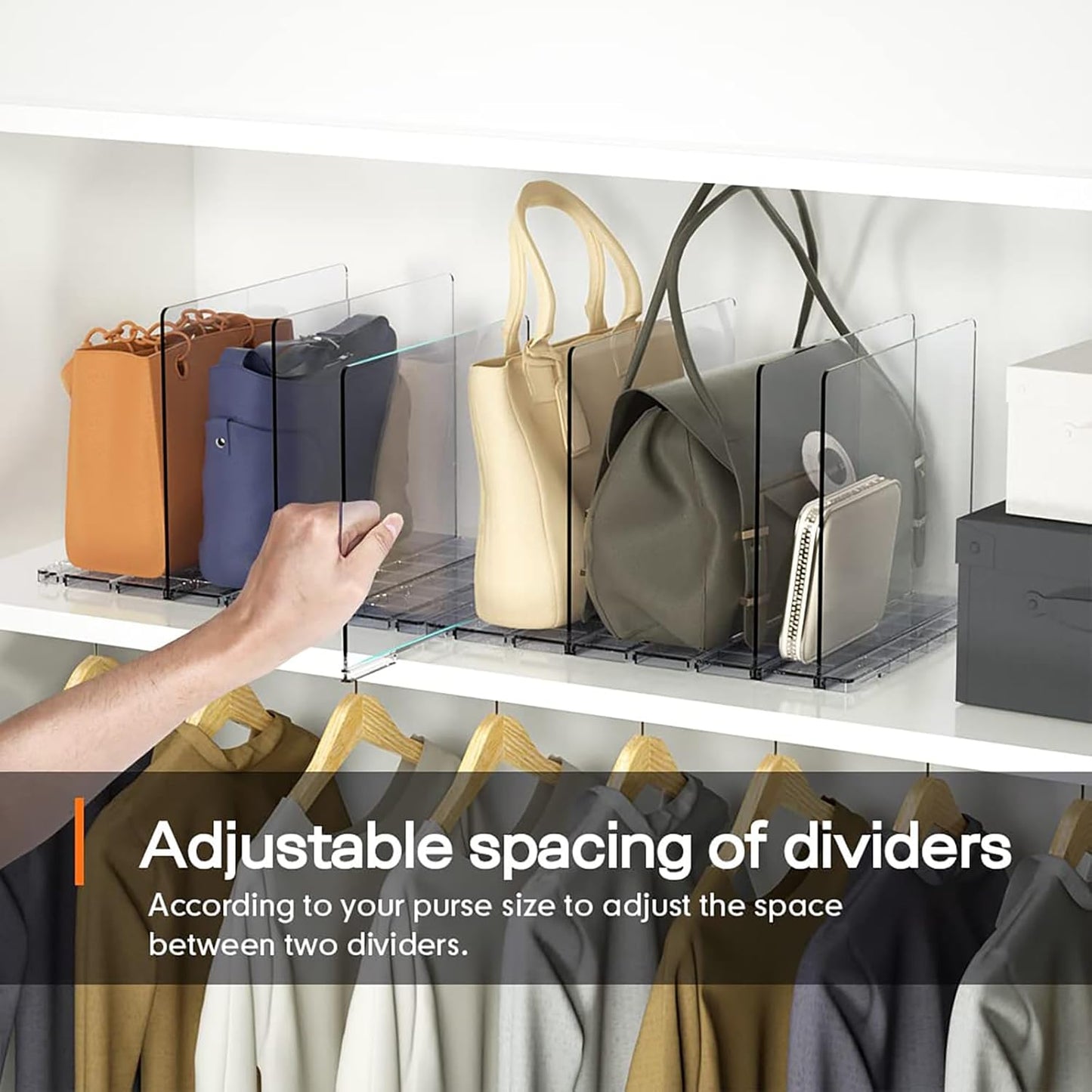 SUMSOFT Adjustable Clear Handbag Organizer for Closet Storage, 63 x 23.9 20 NEW