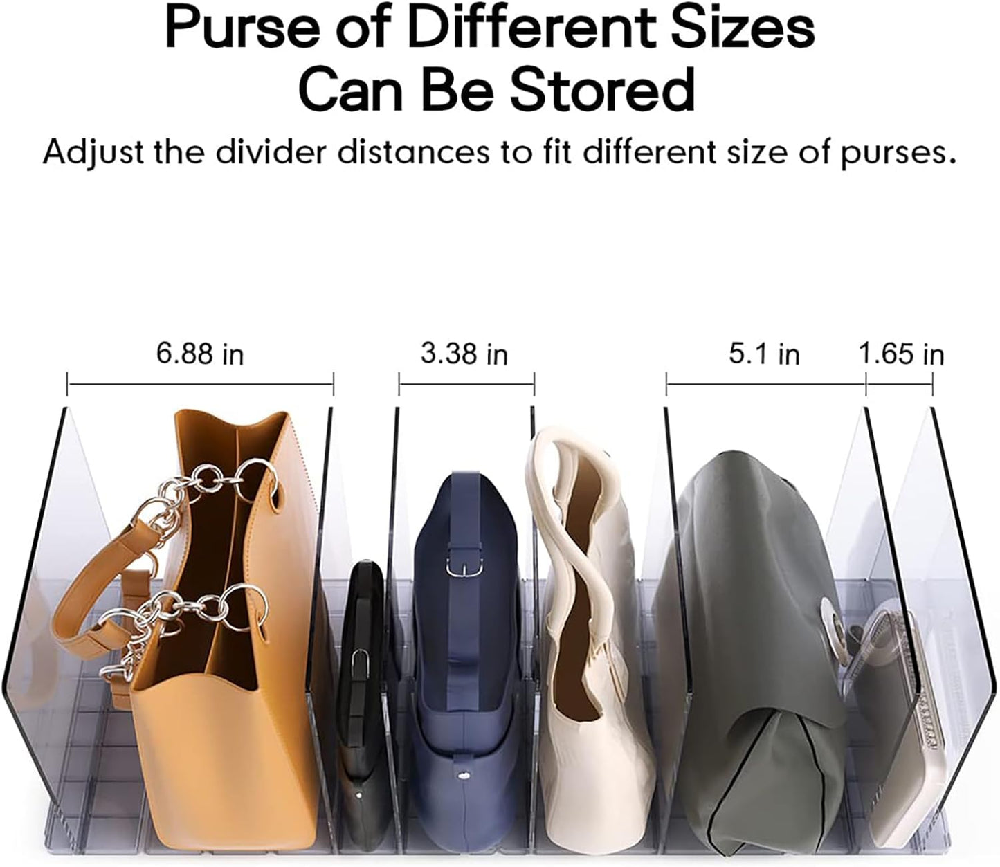 SUMSOFT Adjustable Clear Handbag Organizer for Closet Storage, 63 x 23.9 20 NEW