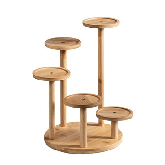 KirbyBear 5-Tier Stands Wooden Plant Stand Tall Round Bamboo & Wood Shelf NEW