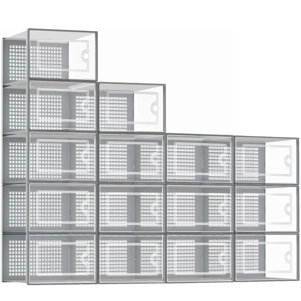 stusgo Clear Plastic Stackable Shoe Organizer Storage Boxes for Boots & NEW