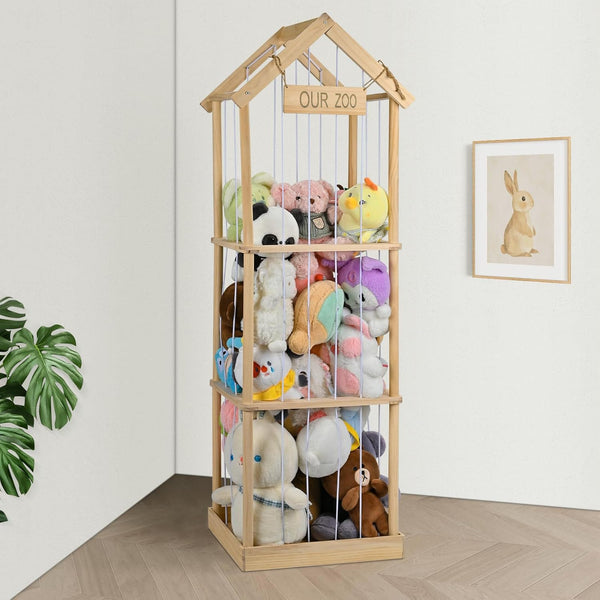 Aemoo Stuffed Animal Organizer Plush Toy Storage Zoo Pattern Multi Color NEW