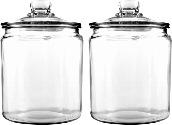 Anchor Hocking Heritage Hill Glass Storage Jars with Lids Clear 1/2 Gallon NEW