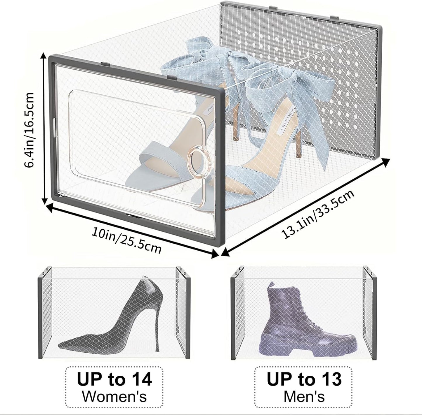 stusgo Clear Plastic Stackable Shoe Organizer Boxes 15-Pack Boot & Storage NEW