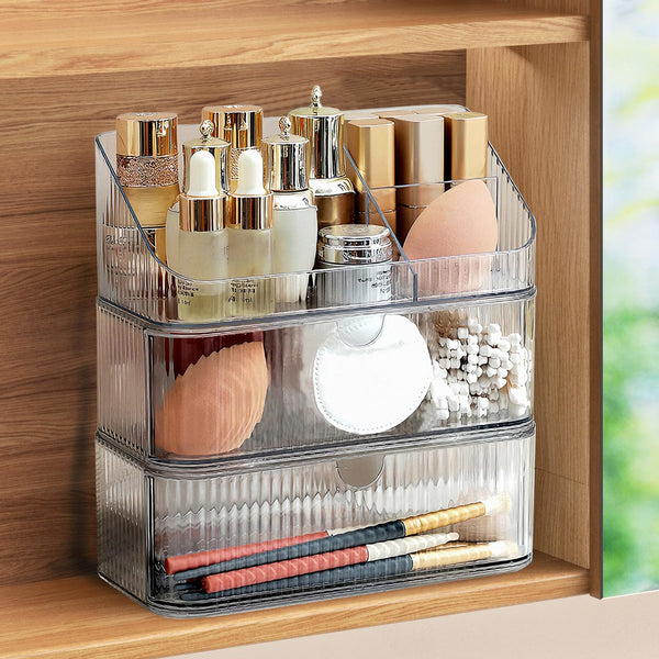 MEAJIO Stackable Bathroom Mirror Cabinet Organizer Clear Medicine Cabinets NEW