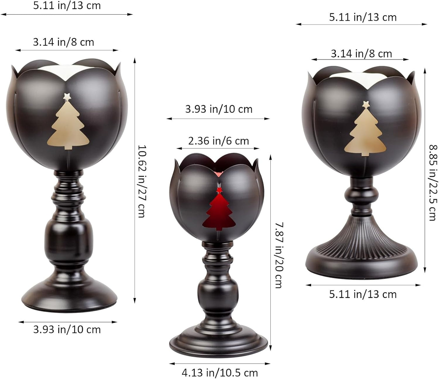 MrMrKura Decorative Black Candle Holders Set of 3 for Dining Table NEW