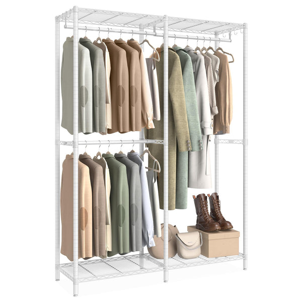 SONGMICS Heavy-Duty Metal Clothing Rack Wardrobe Closet Coat Racks White NEW