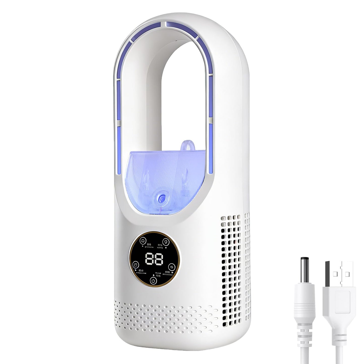 Bigqin Bladeless Desk Fan 6-Speed USB Quiet Personal Humidifier White 11 DEMO