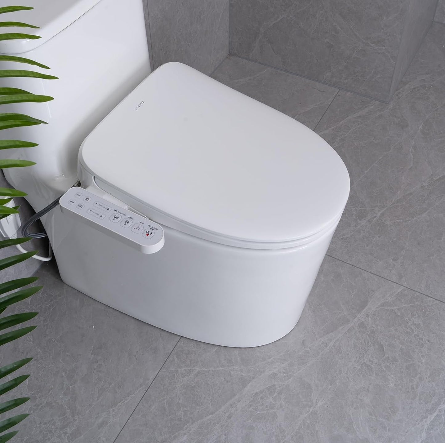 Aqua Space Electric Bidet Toilet Seat with Self-Cleaning Nozzle in White DEMO