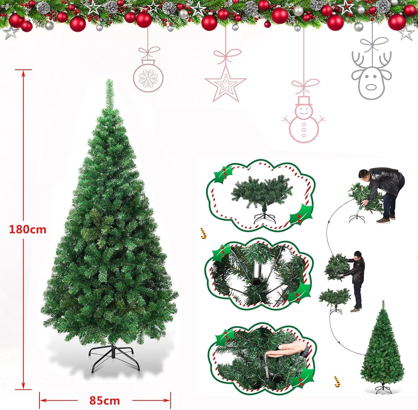 6ft Artificial Trees Green Christmas Tree with Polyvinyl Chloride Needles DEMO