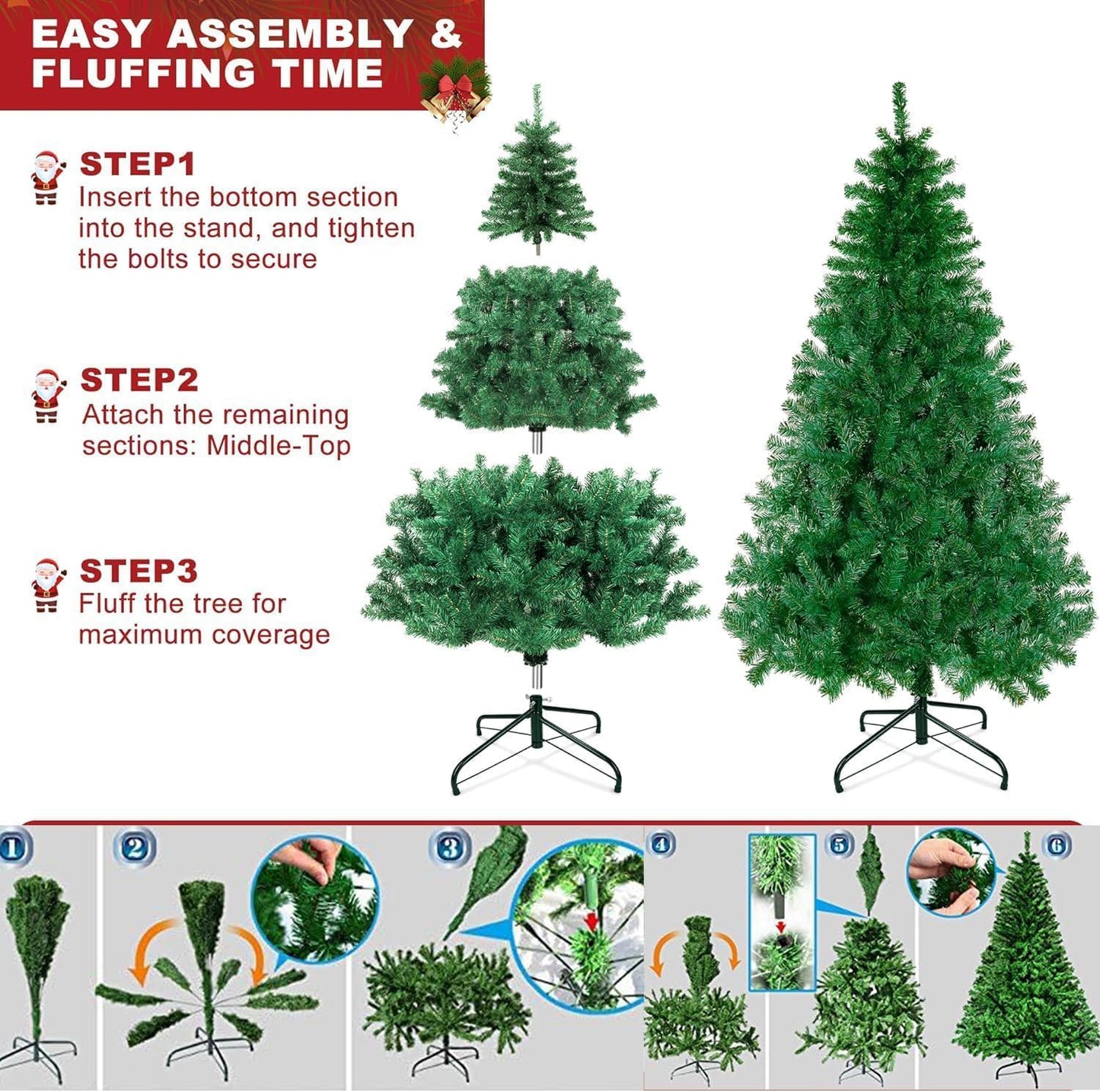 6ft Artificial Trees Green Christmas Tree with Polyvinyl Chloride Needles DEMO