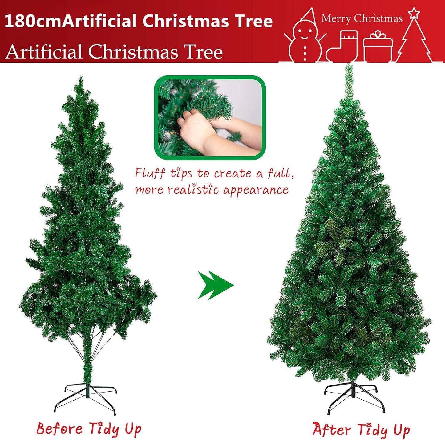 6ft Artificial Trees Green Christmas Tree with Polyvinyl Chloride Needles DEMO